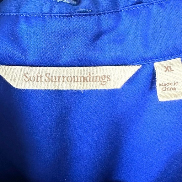 Soft Surroundings Floreat Velvet Devore Shirt in Blue Sapphire XL Button Down - Picture 9 of 12